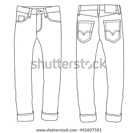 Denim Bottoms, Jeans Icon Sketch Stock Vector 442607581 : Shutterstock
