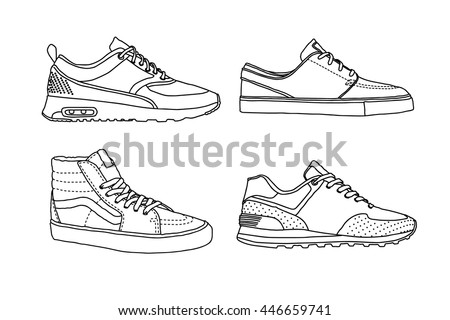 Sneakers shoes icons set