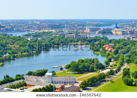 Sweden. Aerial view of Stockholm in a sunny summer day