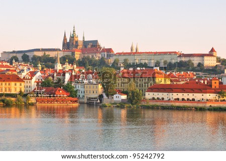 Prague Castle, one of the most famous landmarks  of Prague  at dawn