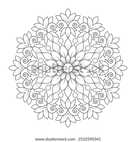 Adult inner radiance mandala coloring book page, vector file, tattoo design, wall art, simple mandala art, Design for a wallpaper Paint shirt and tile Sticker Design, vector file