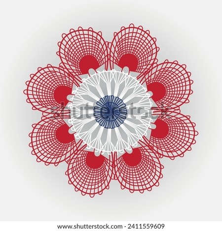 Flag of Paraguay, woven, tricolor, ornament, red white and blue