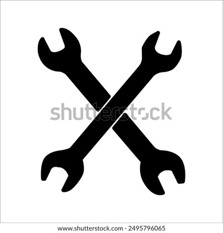 Wrench icon, vector wrench maintenance logo, black sign isolated on black, bolt, rust, rust remover, technology repair service, setup, fixed sign concept, trendy style simple design, vector illustrati