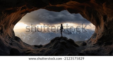 Similar – Image, Stock Photo View from the cave Valea Firii