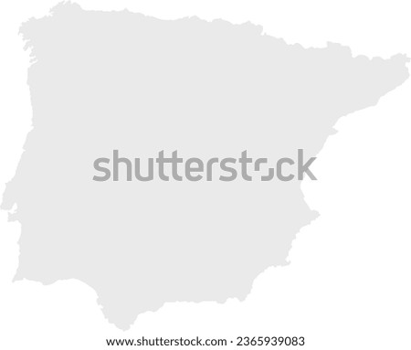 Blank Map of Iberia with Grey Fill