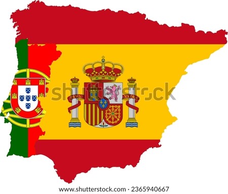 Flag Map of Iberia with No Outline