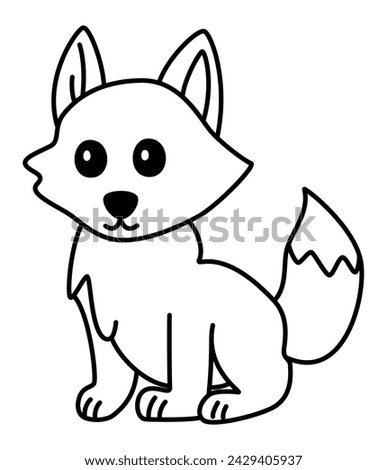 Wolf - A Wild Animal Vector Sits, Slightly Turned to the Left and Gazed Fixed on Something with No Outstanding Expression, While Its Tail Bears a Resemblance to That of a Fox
