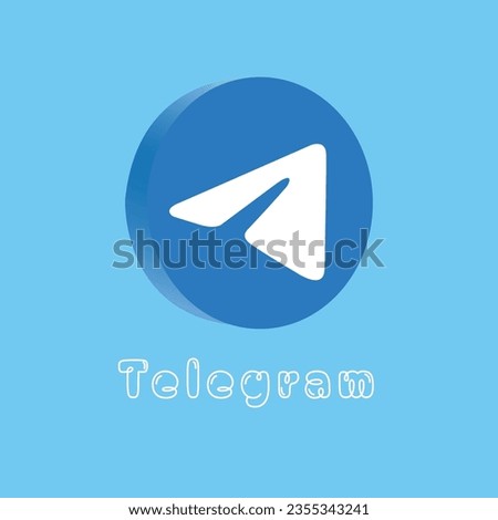 3D Telegram icon and text