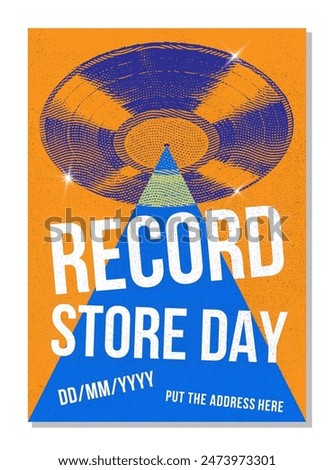 Record Store Day Poster, Music Event, Vinyl sale at Vinyl Store, special or exclusive release celebration at record stores or shops, event flyer, vector format