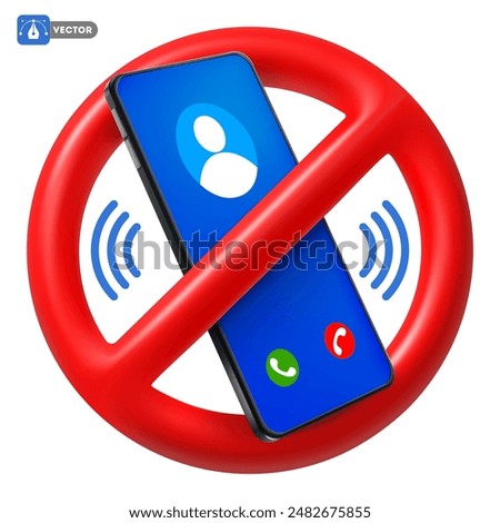 Using the phone is prohibited. No cell phone icon. Prohibition sign with red crossed circle and mobile phone. Vector illustration