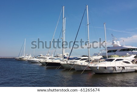 Small sailboats in a Odessa harbor