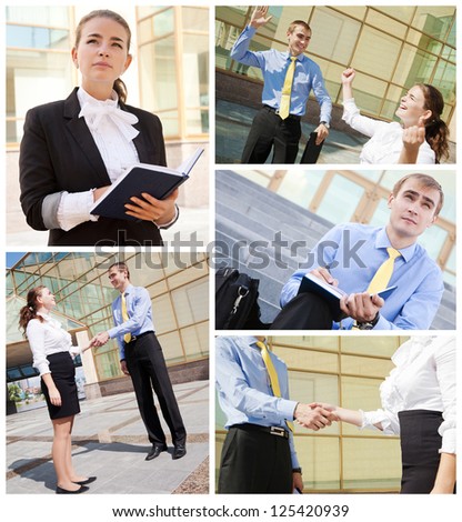 Business people meeting outdoor at summertime