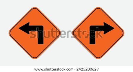 vector turn left and turn right temporary signs