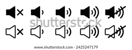 vector sound icons set. volume up, down or mute collection