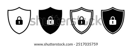 Vector Security Shield Lock Icon Set