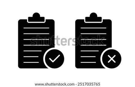 Vector Clipboard Icon With Check And Cross Set