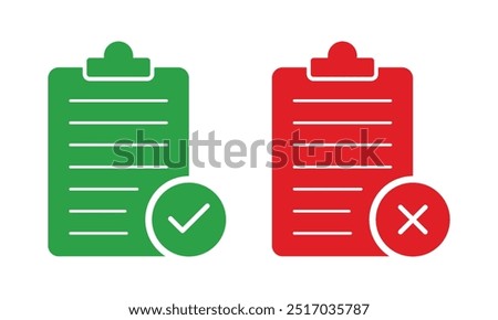 Vector Clipboard Icon With Check And Cross Set