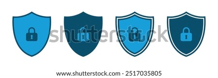 Vector Security Shield Lock Icon Set