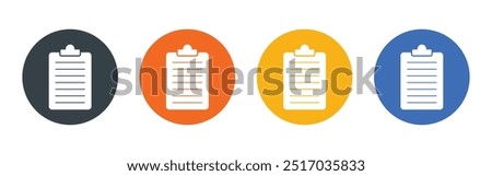 Vector Clipboard Icon In Circle Multiple Color