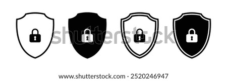 Vector Security Shield Lock Icon Set