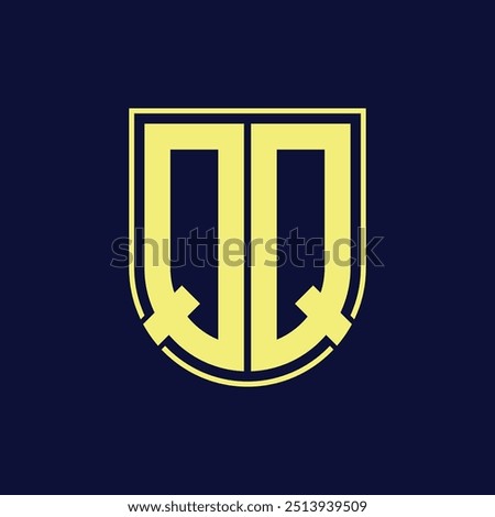 Modern QQ Shield Monogram Logo Design