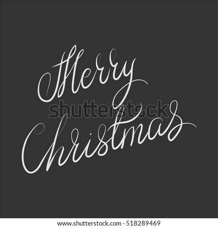 Merry Christmas. Hand Drawn Illustration With Hand Lettering And Decoration Elements