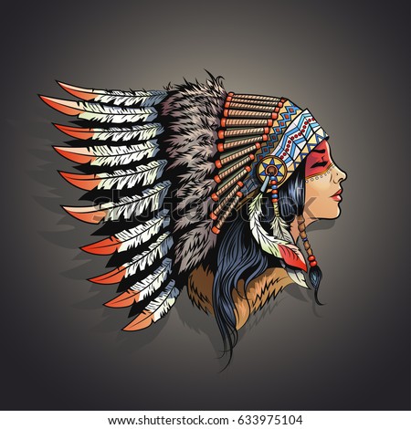 American indian girl in national headdress