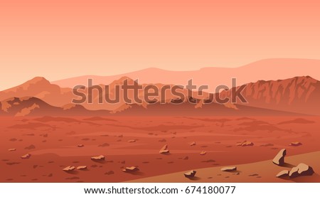 Mars landscape with mountains