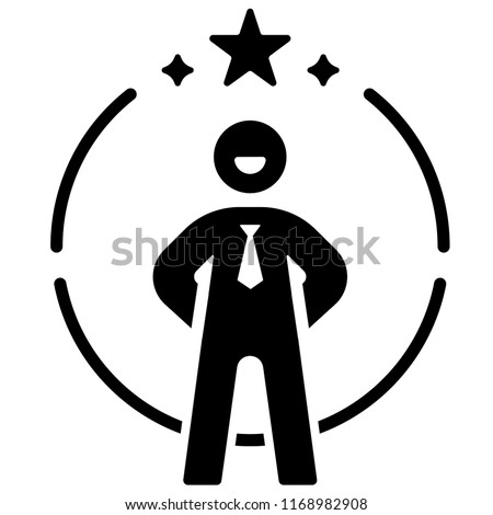 Person icon with star on circle line vector illustration in solid color design ストックフォト © 