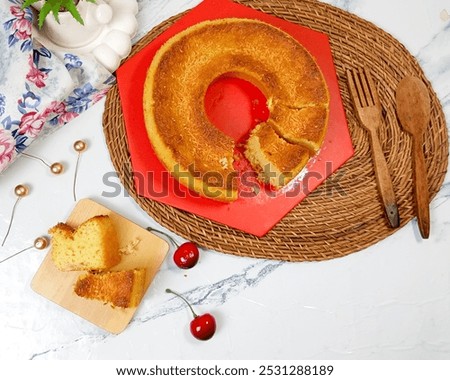 Similar – Image, Stock Photo Ring shaped cake with red icing