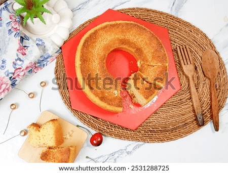 Similar – Image, Stock Photo Ring shaped cake with red icing