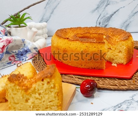 Similar – Image, Stock Photo Ring shaped cake with red icing