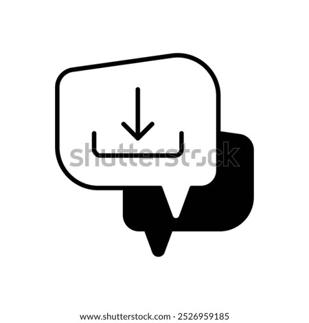 downloading glyph icon with white background vector stock illustration