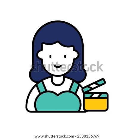 actress icon with white background vector stock illustration