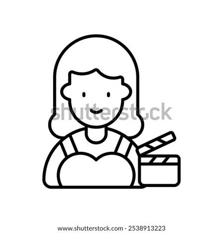 actress icon with white background vector stock illustration