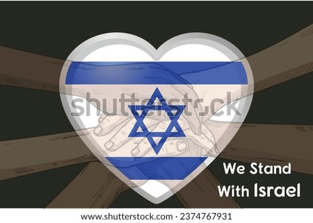 Stand with Israel. Patriotic quote with flag for posts, banners, posters. Vector illustration background.