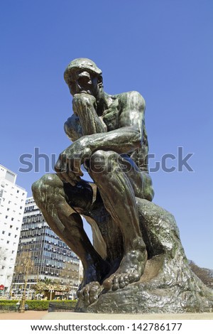 BUENOS AIRES - SEP 13: The Thinker by Auguste Rodin on Sept 13, 2012 in Buenos Aires, Argentina. In front of the Congress, is the second original cast of the Rodin, 1907
