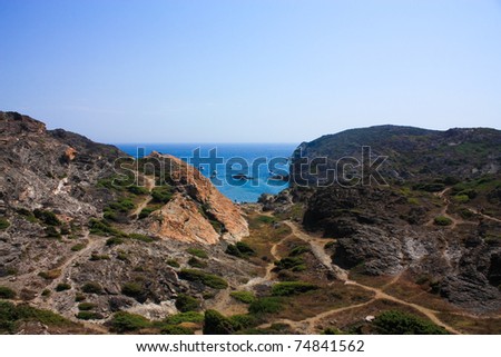 Panorama of Cap de Creus, a natural park, ideal for excursions on foot or by boat. Situated in the northern Costa Brava, Girona province, Catalonia, Spain.