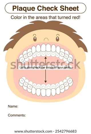 Mixed Dentition Period Plaque Check Sheet - Staining Illustration