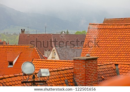 Beautiful roofs of houses in Fussen, Bavaria, Germany