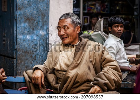 NEW DELHI, INDIA - 25 February : Tibetian religios man  in Majnu-ka-tilla Tibet colony in Delhi during a protest by free Tibet February 25, 2014 in New Delhi, India.