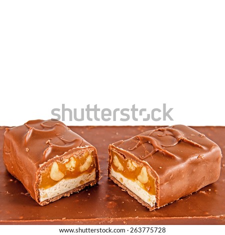 Chocolate with caramel background