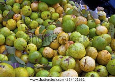 Guavas from the indian market background