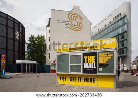 BERLIN, GERMANY - MAY 10, 2015: Checkpoint Charlie. The crossing point between East and west Berlin became a symbol of the Cold War.