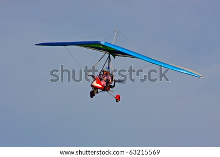 CRIMEA, UKRAINE - SEPTEMBER 9: Competitor of the motor hang gliding competitions taking part on the Klementieva mountain on September 9, 2010 in Crimea, Ukraine