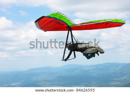 ROC, CROATIA - JUNE 29: Competitor  takes part in the Croatian Open hang gliding competitions takes part on June 29, 2011 in Roc, Croatia