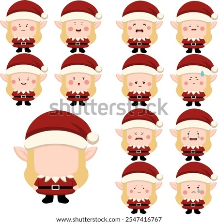 elf girl expression with long hair blonde for icon, design, logo, stiker pack, printing.