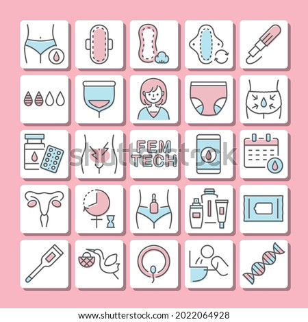 FEM TECH vector icon set.