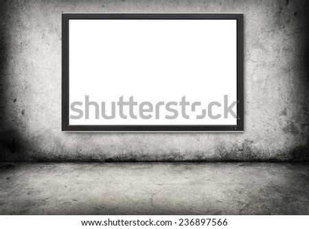 gray concrete wall with digital screen for copy space