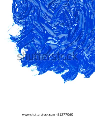 blue oil paint on a white background
